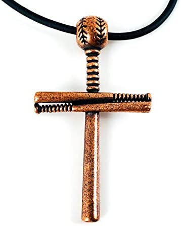 Made in USA Baseball Bat And Ball Cross Necklace Copper post thumbnail image