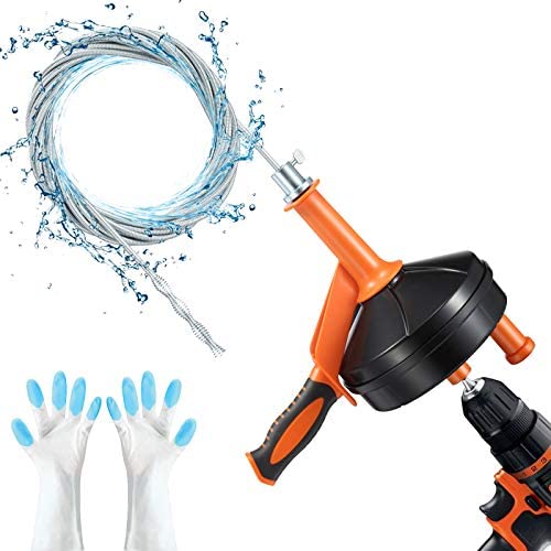 Drain Auger, Breezz Clog Remover with Drill Adapter, 25 Feet Heavy Duty Flexible Plumbing Snake Use Manually or Powered for Kitchen,Bathrom and Shower Sink, Comes with Gloves (Orange) post thumbnail image