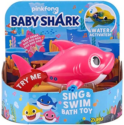 Robo Alive Junior Baby Shark Battery-Powered Sing and Swim Bath Toy by ZURU – Mommy Shark (Pink) (Custom Packaging) post thumbnail image