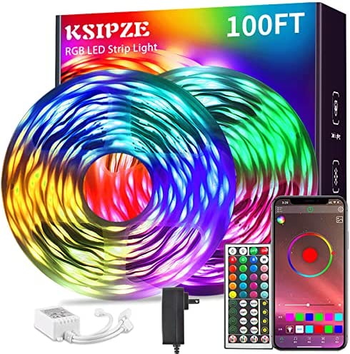 Ksipze 100ft Led Strip Lights (2 Rolls of 50ft) RGB Music Sync Color Changing,Bluetooth Led Lights with Smart App Control Remote,Led Lights for Bedroom Room Lighting Flexible Home Decor post thumbnail image