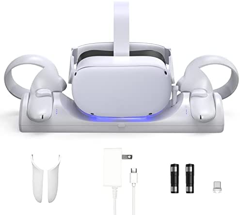 VR Charging Station for Oculus Quest 2/Meta Quest 2, Charging Dock Supports LED indicator/Simultaneously Magnetic Charging Headset and Touch Controller, with 2 Rechargeable Batteries and USB-C Charger post thumbnail image