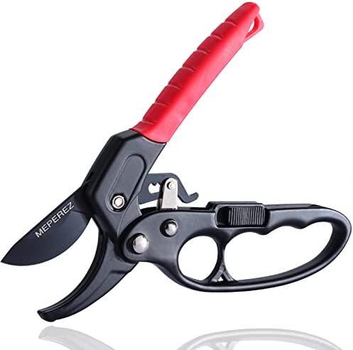 MEPEREZ ratchet pruning shears, German pruners, work 3 times easier, premium gardens clippers, for trimming rose, floral, tree, live plants, arthritis weak hand snips post thumbnail image