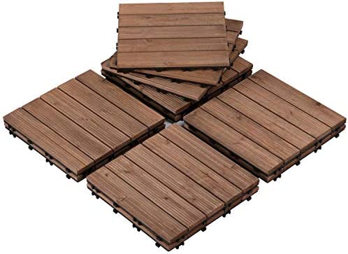 Yaheetech Patio Deck Tiles Interlocking Wood Composite Decking Floor Tiles 12 x 12’’ Fir Wood Indoor Outdoor Natural Wood 110pcs post thumbnail image