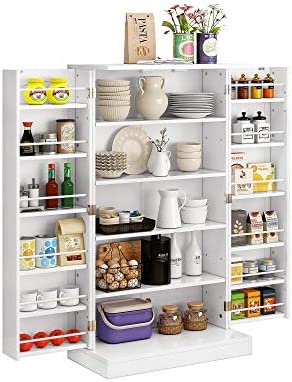 Function Home 41″ Kitchen Storage Cabinet, Pantry Cabinet with Doors and Adjustable Shelves for Kitchen, Living Room and Dinning Room in White post thumbnail image