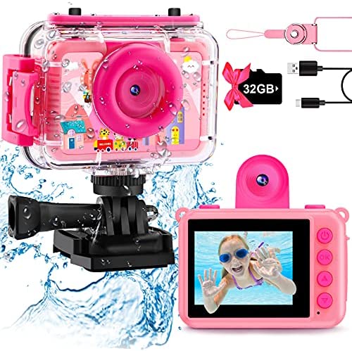 GKTZ Kids Waterproof Camera – 180 Rotatable 1080P HD Children Digital Action Camera Underwater Camera with 32GB SD Card, Birthday Gift Toys for Girls Age 3-14 post thumbnail image