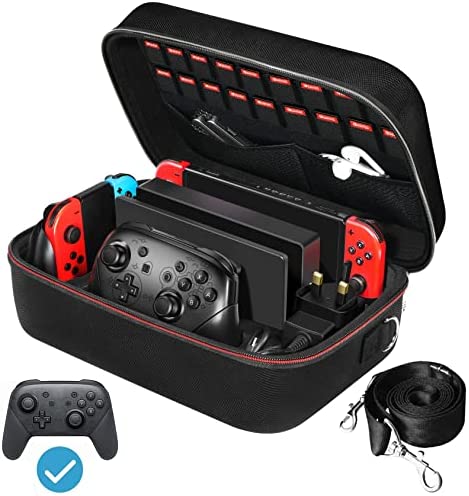 ivoler Carrying Storage Case for Nintendo Switch/For Switch OLED Model (2021),Portable Travel All Protective Hard Messenger Bag Soft Lining 18Games for Switch Console Pro Controller Accessories Black post thumbnail image