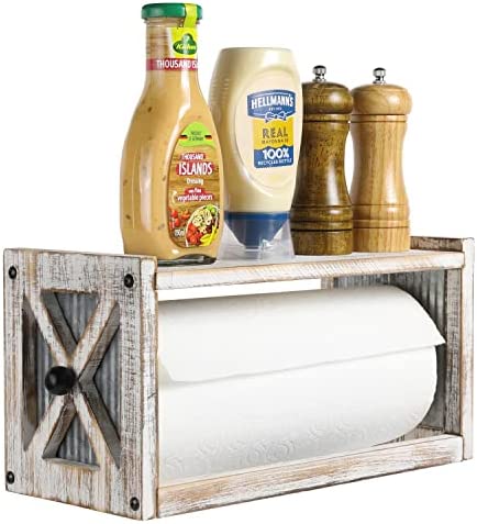 FARM IN Paper Towel Holder, Rustic Wall Mount & Countertop Kitchen Organizer with Top Storage Shelf and Barn Door “X-Cross” Design, Industrial Farmhouse Paper Towel Dispenser, Bathroom Towel Rack post thumbnail image