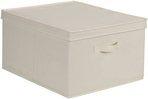 Household Essentials 115 Storage Box with Lid and Handle | Natural Beige Canvas | Jumbo post thumbnail image