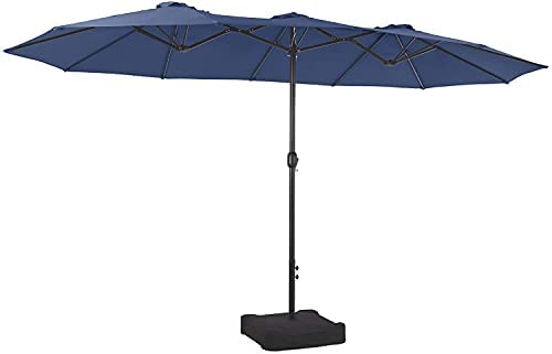 PHI VILLA 15ft Large Patio Umbrellas with Base Included, Outdoor Double-Sided Rectangle Market Umbrella with Crank Handle, for Pool Lawn Garden, Blue post thumbnail image