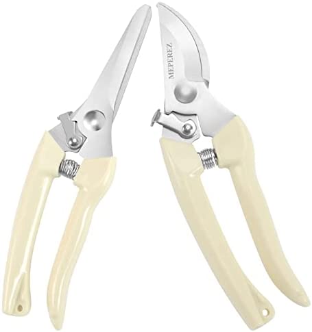 Premium garden shears, meperez pruning scissors gardening tools, pruners for flower, bushes, rose and fruit tree, use for florist, yard and orchard the plant clippers, sharp white steel anvil snips, 2 post thumbnail image