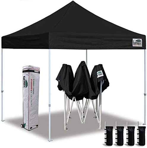 Eurmax USA 10’x10′ Ez Pop Up Canopy Tent Sport Instant Canopies with Heavy Duty Roller Bag,Bonus 4 Sand Weights Bags (Black) post thumbnail image