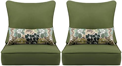 Aoodor 24” x 24” Patio Furniture Outdoor Deep Seat Single Chair Sofa Cushion Back Olefin Fabric Slipcover Sponge Foam – Green Color Set of 6 (2 Back 2 Seater 2 Pillow ) post thumbnail image