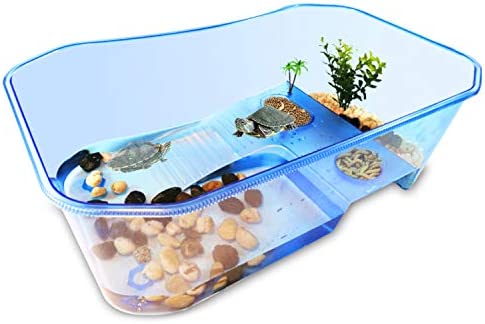 Rypet Turtle Tank Aquarium – Reptile Habitat, Turtle Habitat, Reptile Aquarium Tank for Crayfish Crab (Excluding Accessories) Blue post thumbnail image