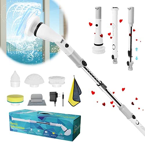 Shower Cleaning Brush, Electric Spin Scrubber, Cordless Shower Scrubber for Cleaning, Tub and Tile Power Scrubber, Adjustable Extension Handle & 4 Replaceable Brush Heads for Home,Kitchen,Floor,Car post thumbnail image