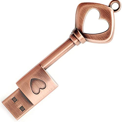 32GB USB 2.0 Flash Drive, BorlterClamp Memory Stick Retro Metal Love Heart Key Shaped Thumb Drive post thumbnail image