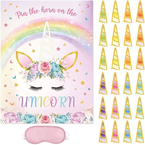 WERNNSAI Pin The Horn on The Unicorn Game – 20” x 29” Unicorn Party Game for Girls with 24 PCS Horns Unicorn Birthday Party Supplies for Wall Home Room Decorations post thumbnail image