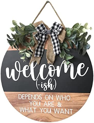 Welcome Sign Front for Door Decoration, 12 in Round Wood Wreaths Wall Hanging Outdoor, Farmhouse, Porch, for Spring Summer Fall All Seasons Holiday Christmas post thumbnail image