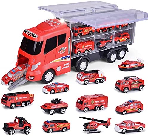 FUN LITTLE TOYS 12 in 1 Die-cast Fire Truck Toys Car Carrier Truck with Fire Engine Cars, 16″ Transport Fire Truck Firetruck for Boys & Kids post thumbnail image