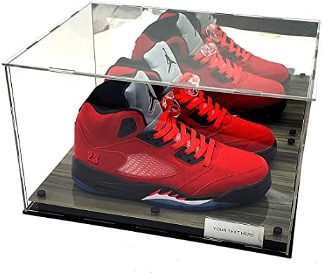 Full Size 2 Shoes Acrylic Display Case Showcase Box UV Protection Grey Wooden Sports Memoribilia Collectible 15x12x9 inch post thumbnail image