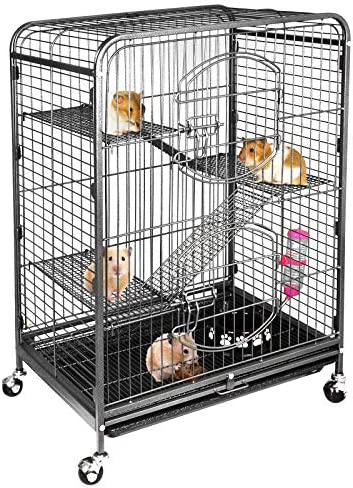 SUPER DEAL 37.2 Inches Metal Ferret Cage Chinchilla 4 Tiers Small Animal Cage with 3 Ladders/ 2 Front Doors/ Food Bowl/ Water Bottle/ Slide Out Trays/ Swivel Casters,Black post thumbnail image