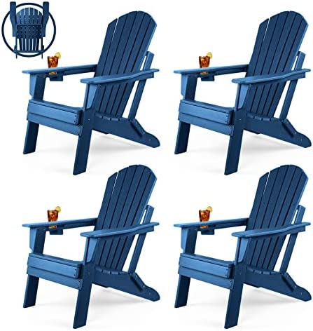 FUNBERRY Folding Adirondack Chair Set of 4, Fire Pit Chairs, Plastic Adirondack Chairs Weather Resistant with Cup Holder, Composite Adirondack Chairs post thumbnail image