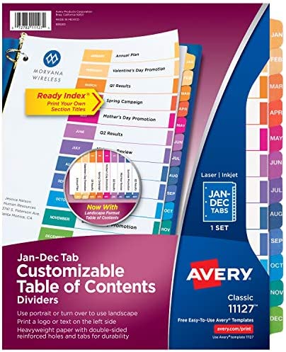 Avery Jan-Dec 12 Tab Dividers for 3 Ring Binders, Customizable Table of Contents, Multicolor Tabs, 1 Set (11127) post thumbnail image