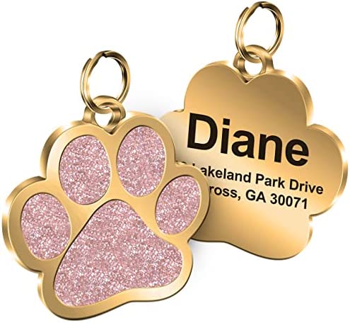 Personalized Engrave Pet ID Tags Paw Shape Custom Glitter Pet Supplies Engrave Name Number Elegant Plated Unique Gift for Cats Little Dogs (Pink) post thumbnail image