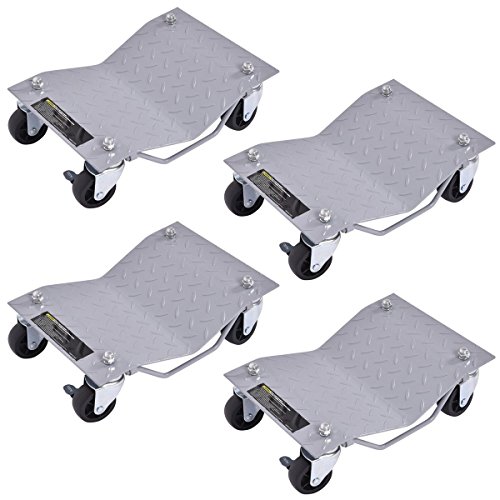 Goplus® 4 PCS 4 X 3″ Set Wheel Dollies Dolly Tire Skates Vehicle Car Auto Repair Moving Diamond, Gray post thumbnail image