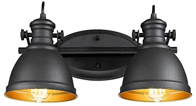 Audickic Industrial Bathroom Vanity Light Fixture, 2-Light Wall Mounted Vanity Lamp Over Mirror, Black Metal Frame, AD-2151-2W post thumbnail image