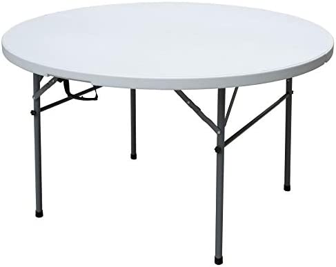 Plastic Development Group 4 Foot Round Folding Multipurpose Banquet Table with Secure Base for Indoor and Outdoor Events, White post thumbnail image