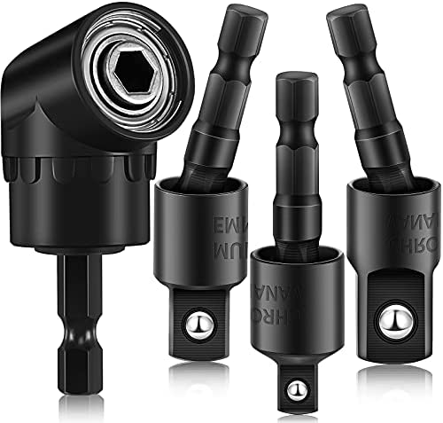 4 Pcs Impact Grade Sockets Adapter Power Drill Sockets Adapter Set with 360 Degree Rotatable Hex Shank Drill Adapters, 105 Degree Angle Screwdriver Drill Bit for Household Workplace Industry (Black) post thumbnail image