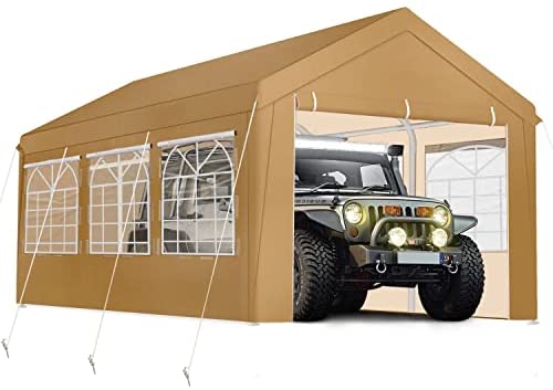 10’x20′ Deluxe Metal Carport Garage Car Canopy, Height Adjustable Heavy Duty Car Shelter with Folding Windows, Portable Garage post thumbnail image