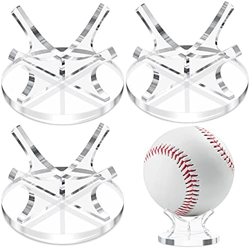 Sumind 3 Pieces Acrylic Small Ball Stand Holder Sport Ball Display Rack Baseball Display Stand Ball Display Holder with 3 Pieces Non-Slip Rubber Pads for Baseball Golf Softball Tennis Ball Spheres post thumbnail image