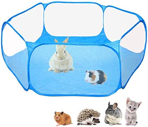 Small Animals C&C Cage Tent, Breathable & Transparent Pet Playpen Pop Open Outdoor/Indoor Exercise Fence, Portable Yard Fence for Guinea Pig, Rabbits, Hamster, Chinchillas and Hedgehogs (Blue) post thumbnail image