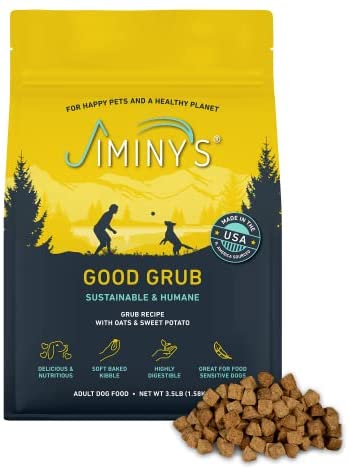 Jiminy’s Dry Dog Food – Hypoallergenic Dog Food, 100% Made in The USA, Gluten-Free, Sustainable, Sensitive Stomach Dog Food, High Protein – Good Grub Insect Protein Oven-Baked Dog Food 3.5 lb Bag post thumbnail image