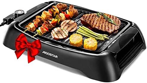 Aigostar Smokeless Indoor Grill, 1200W Electric Grill Non-Stick Cooking Removable Plate & Oil Drip Pan for Healthier Grilling, 5 Adjustable Temperature, Dishwasher-Safe, Grill for Home Roast Party post thumbnail image