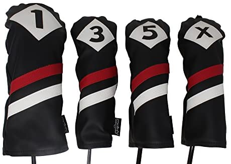 Majek Retro Golf Headcovers Black Red and White Vintage Leather Style 1 3 5 X Driver and Fairway Head Covers Fits 460cc Drivers Classic Look post thumbnail image