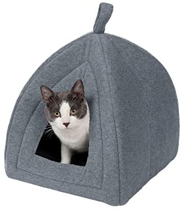 Furhaven Small Cat Bed Polar Fleece Foldable Pet Tent, Washable – Heather Gray, Small post thumbnail image