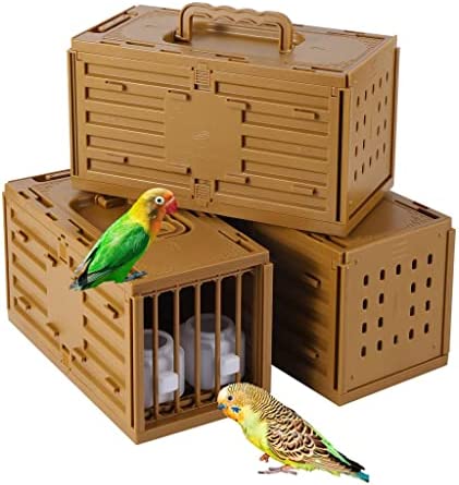 XXSLY Creative Birdcage Plastic Bird Cage Parrot Bird Cage Portable Travel Bird Cage Rectangular Bird Cage Bird House Pet Shop Display Storage Bird cage Accessories (Color : Brown 3 Pcs) post thumbnail image