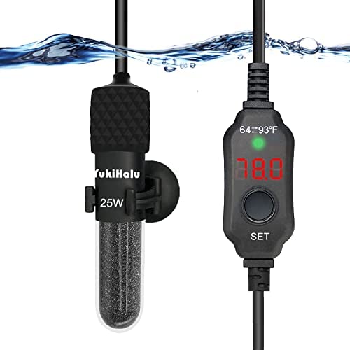 YukiHalu Small Submersible Aquarium Heater, Adjustable Mini Fish Tank Heater 25W 50W 100W 200W 300W with External Temperature Controller, LED Display, Used for 5/10/20/40/60 Gallons (25 Watts) post thumbnail image