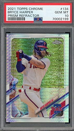 Bryce Harper 2021 Topps Chrome Prism Refractor Baseball Card #134 Graded PSA 10 post thumbnail image