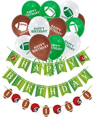 PIXHOTUL Football Birthday Banner and Balloons Set, Football Themed Happy Birthday Balloons and Bunting Garland Decorations Sports Theme Party Supplies (A) post thumbnail image