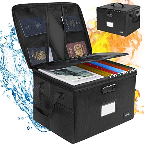 Fireproof Document Box, Water-Resistant File Organizer Box with Lock, Portable File Box with Handle Document Organizer Collapsible File Cabinets for Home Office for Hanging Letter/Legal Folder, Black post thumbnail image