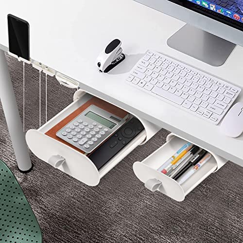 YOOUSOO Under Desk Drawer Organizer,2Pack Self-Adhesive Desk Drawer Slide Out, Attachable Under Desk Storage for Office School Home,Hidden Desk Drawer for Stationery Cutlery Makeup Tools post thumbnail image