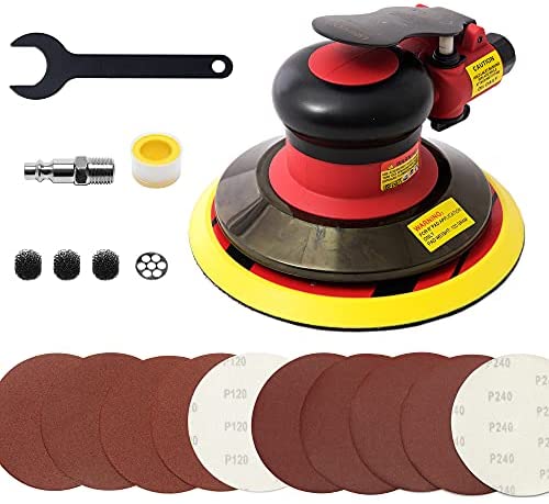 6-inch Air Random Orbital Sander by UPWOOD, Heavy Duty Palm Air Powered Sander Pneumatic Sander with 10pcs Sandpapers, Palm Air Sander Tool for Auto Body Work Woodworking Composites Metal post thumbnail image