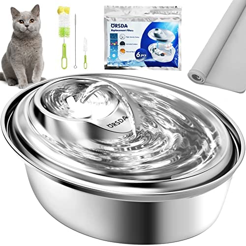 ORSDA Cat Water Fountain Stainless Steel, Pet Water Fountain for Cats Inside 2L, Cat Automatic Water Dispenser, Dog Water Fountain, Metal Cat Fountain, Pet Fountain, Cat Drinking Fountain Steel post thumbnail image