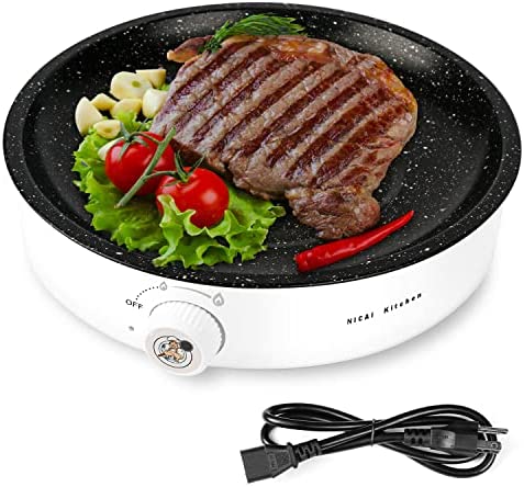 Electric BBQ Grill,Smokeless Indoor Coated Griddle Pan,10 Inch Round Nonstick Plate Portable, Medical Stone Coating Easy Cleaning,Grilling Surface Perfect for Cooking BBQ and Party Barbecue post thumbnail image