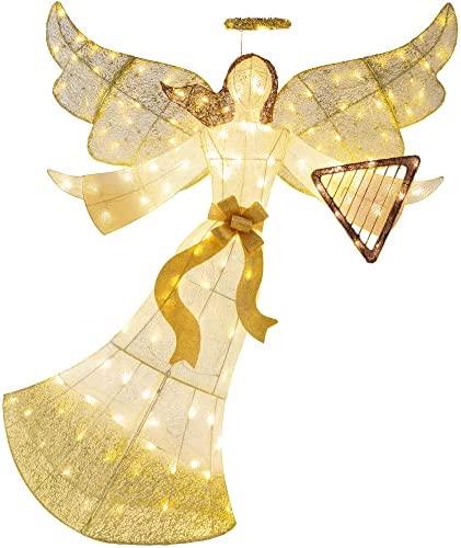 Best Choice Products 5ft Lighted Outdoor Angel Christmas Decoration, Pre-Lit Winged Holiday Figure for Lawn w/ 140 LED Lights, Harp, Bow, Halo, Zip Ties, Ground Stakes post thumbnail image