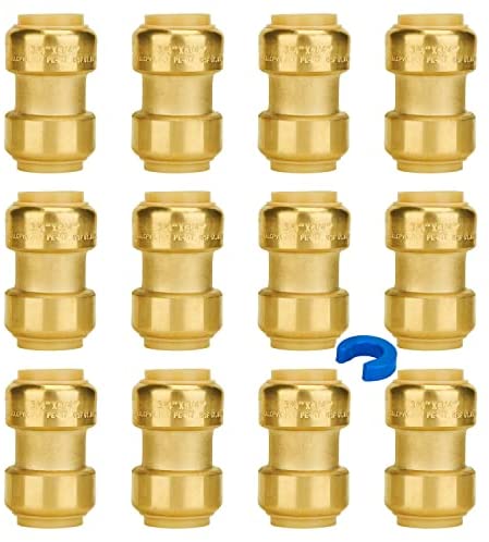 SUNGATOR 12-Pack Straight Coupling, 3/4-Inch Push Fit PEX Fittings, Push-to-Connect Copper, CPVC, No Lead Brass Plumbing Fittings with Disconnect Clip post thumbnail image