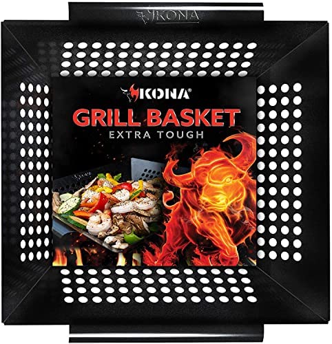 Kona Best Vegetable Grill Basket – Safe/Clean Porcelain Enameled BBQ Grilling Basket (Large 12x12x3 inches) for Veggies, Kabobs, Seafood, Meats post thumbnail image